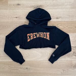 Champion Erewhon Merch Cut Crop Hoodie Size S Black Orange
